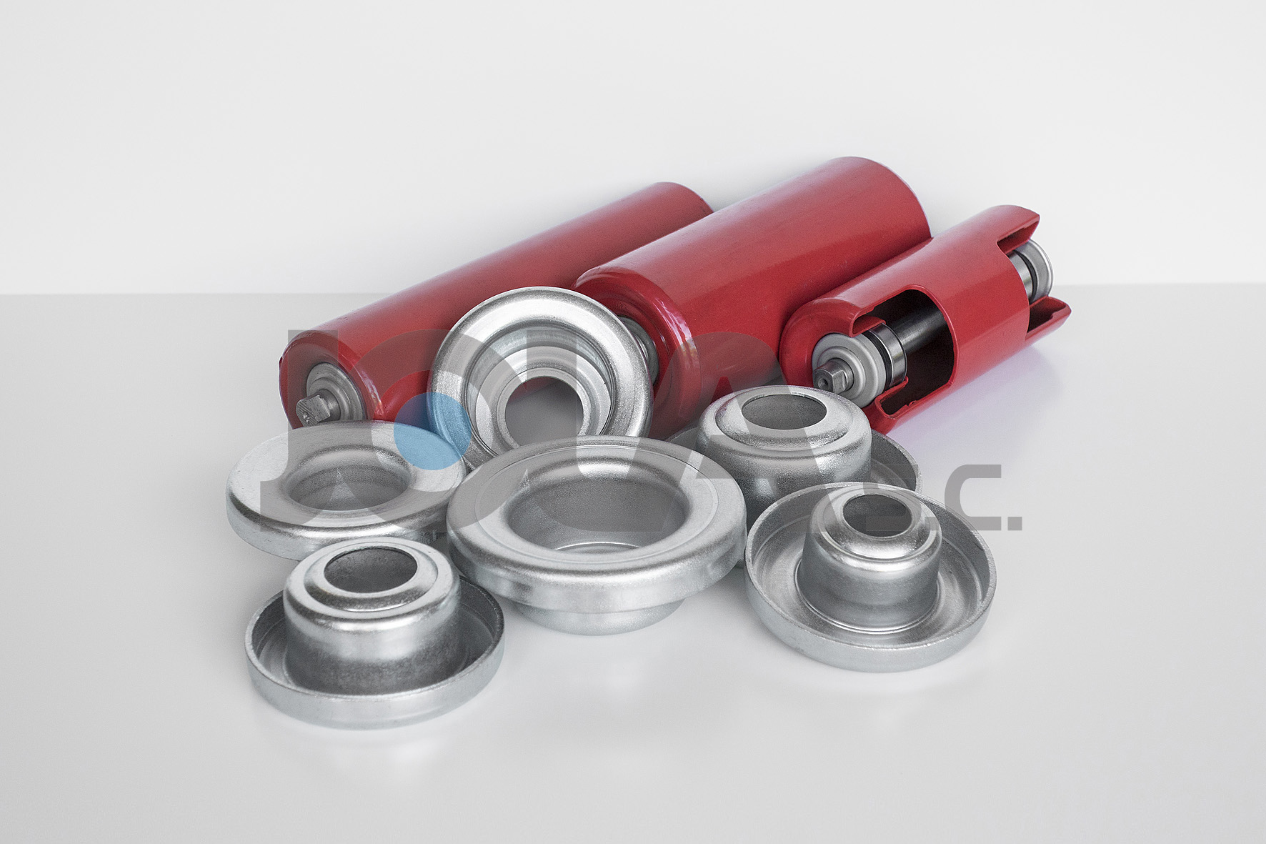 JOLA we produce all kinds of pressed elements that are part of the rollers (idlers) of belt conveyors, we produce bearing housings, seals, elements for idlers.
